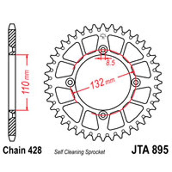 JT JT Rear Sprockets R/W 895-50SC Alloy